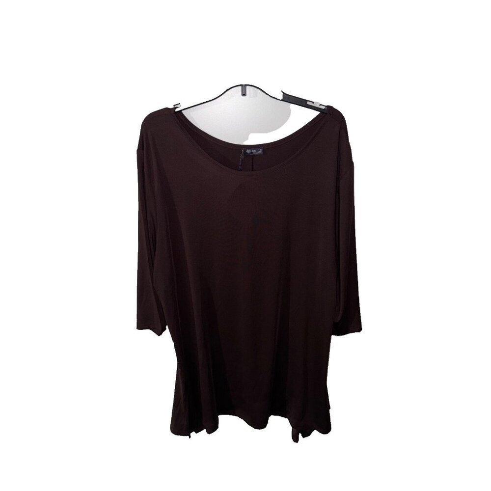 Simply Aster By Firmiana Women's plus sz 4X Dark brown Tunic Top NWT 3/4 sleeve
